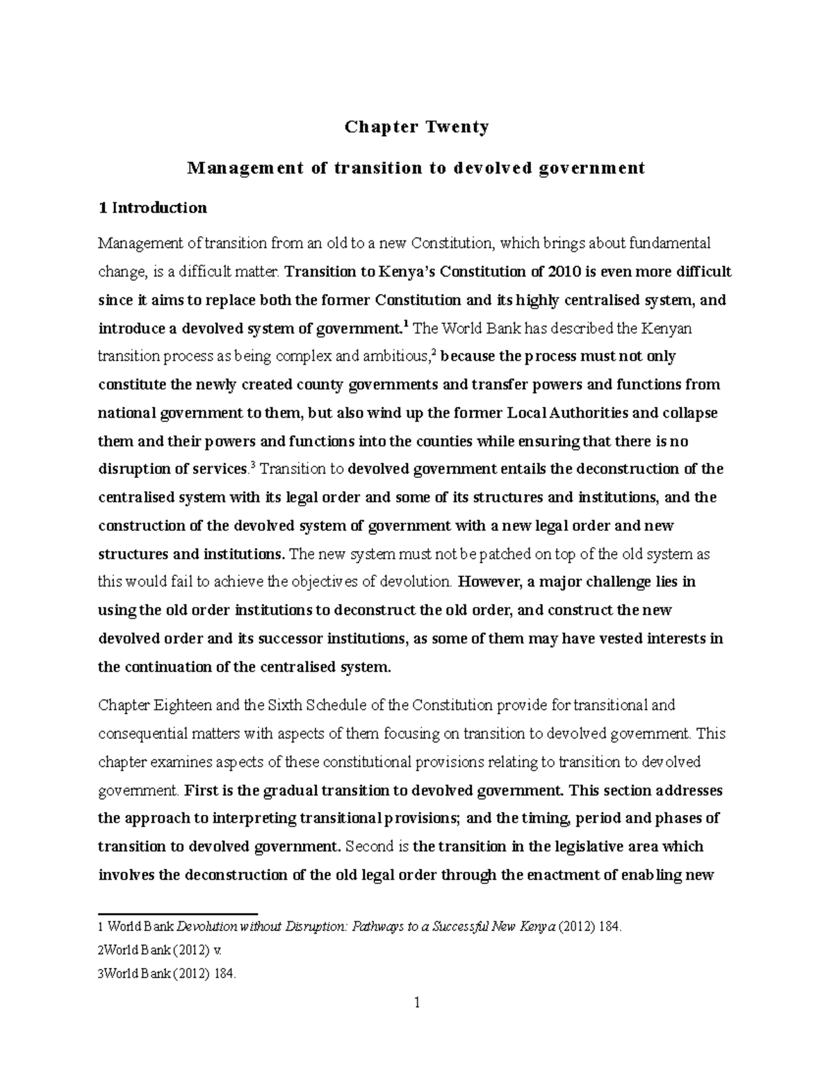 Management of Transition to Devolved Government: Key Phases and ...