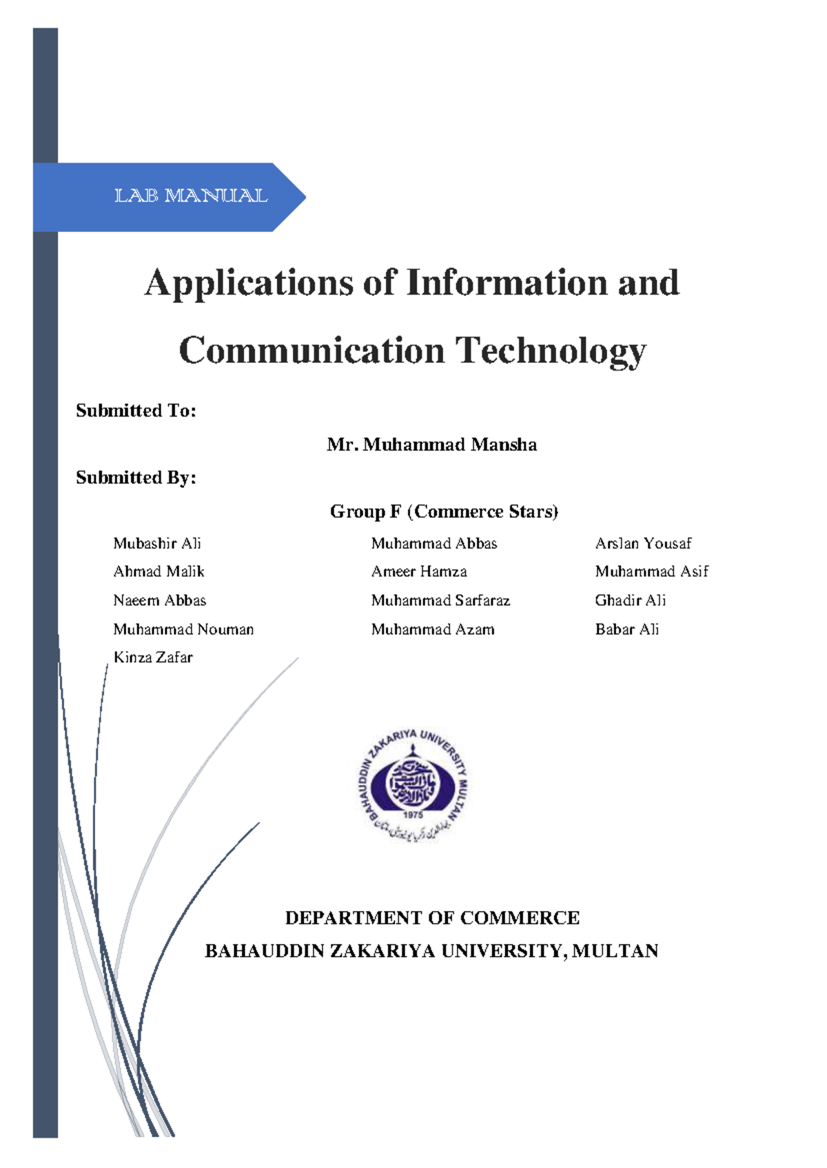 Lab manual for applications of ICT in Microsoft Word, PowerPoint, and ...