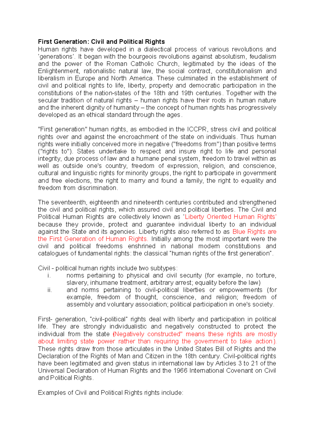 Human Rights Generations: Breaking Down Civil and Political Rights ...