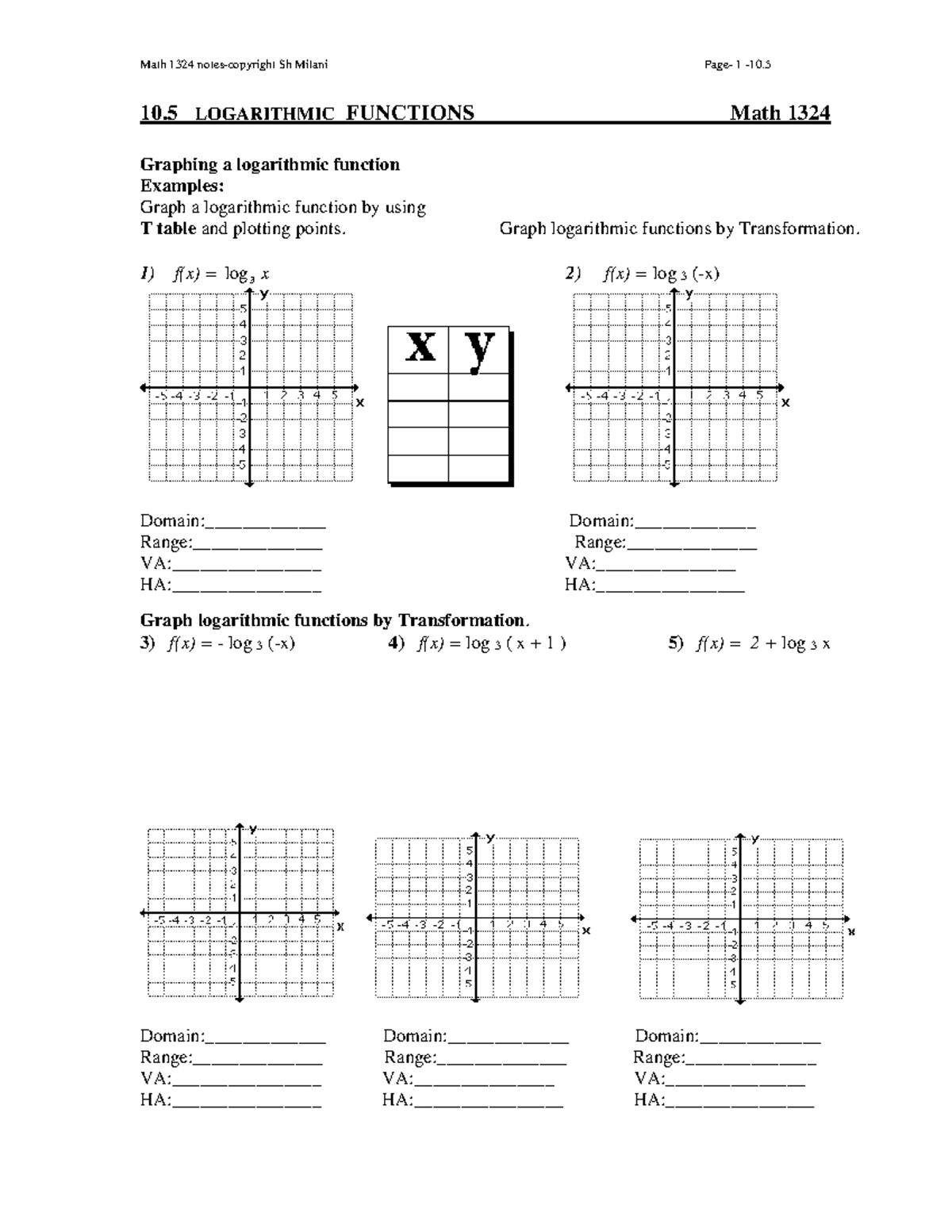 Math 1324: Chapter 10.5 Logarithmic Functions & Exponential Growth ...