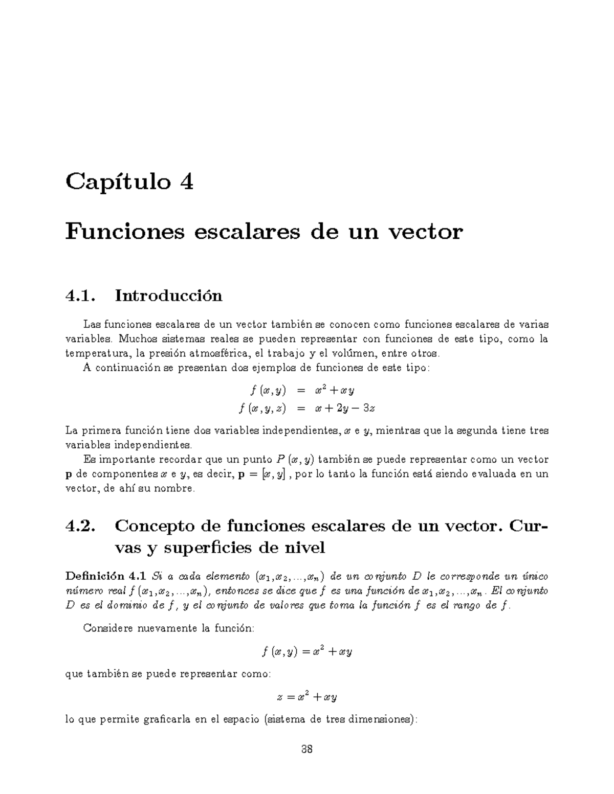 Apuntes CV Cap4 - Funciones Escalares de Vectores y Nivel - Studocu
