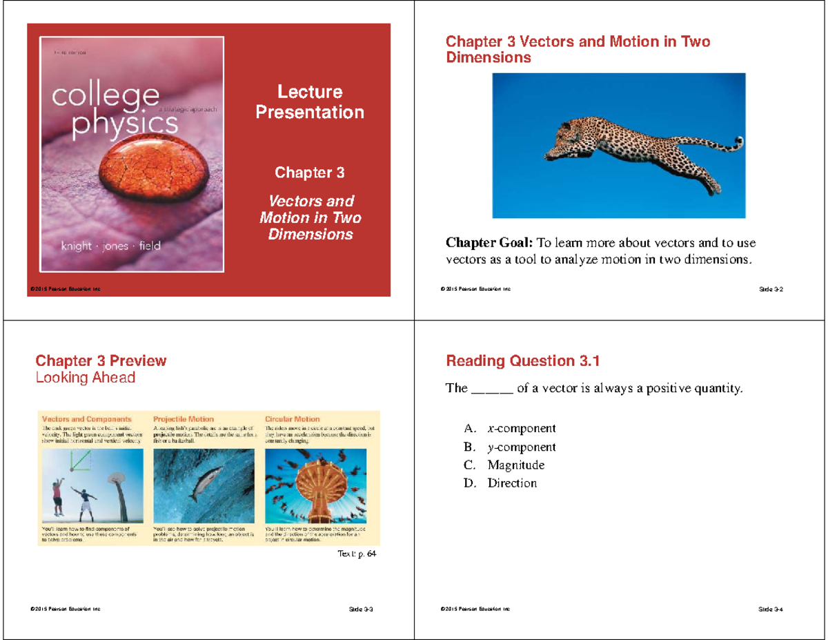 Chapter 3 Vectors and Motion in Two Dimensions Lecture Notes - Studocu