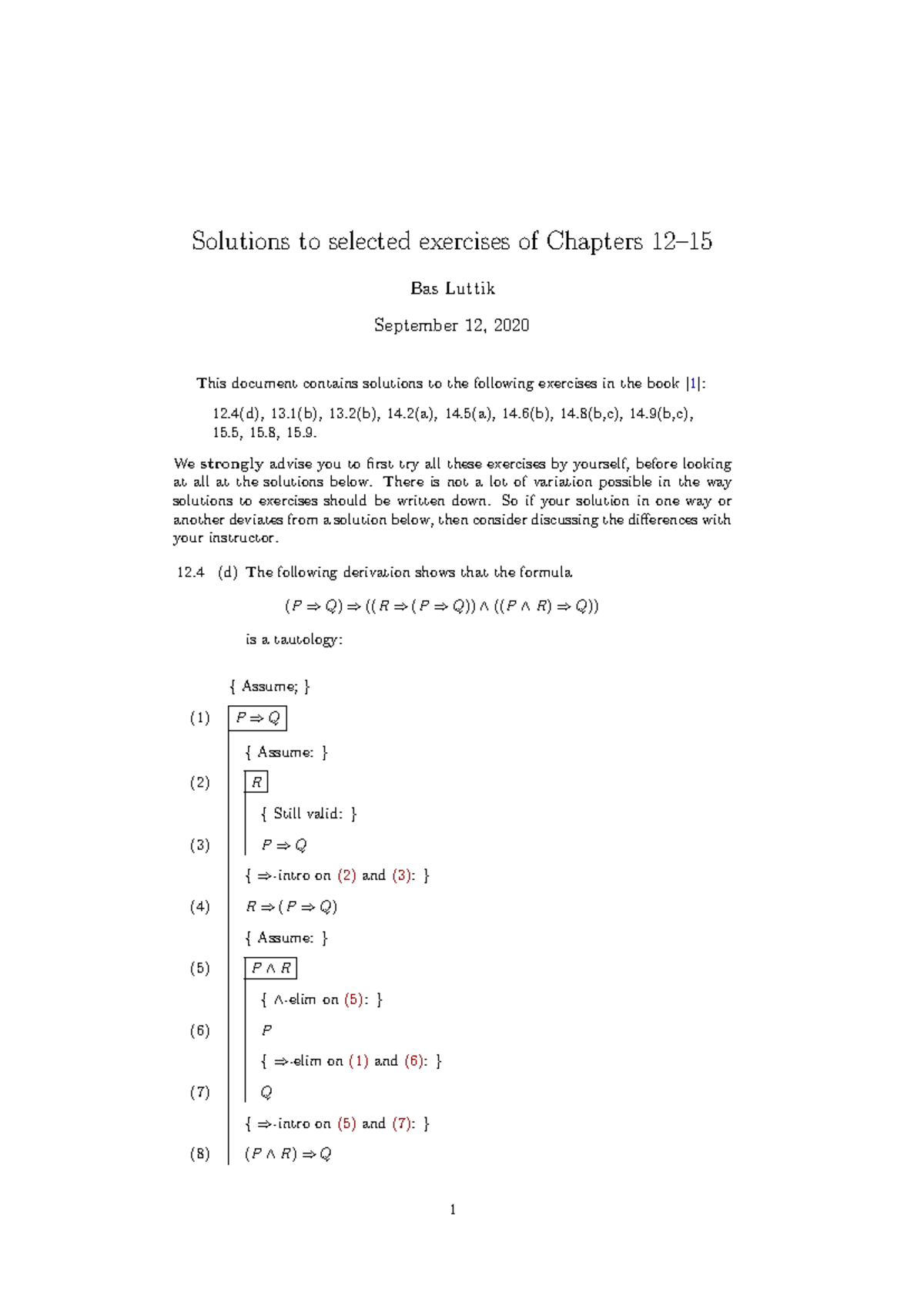 Solutions to Exercises from Chapters 12 to 15 (Final Exam) - Studeersnel