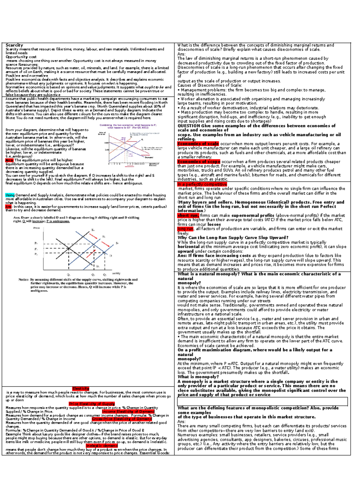 **ECO 101 Final Exam Cheat Sheet: Key Concepts in Scarcity and Market ...