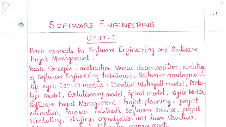 SE101: Software Engineering I - Key Concepts & Project Management - Studocu