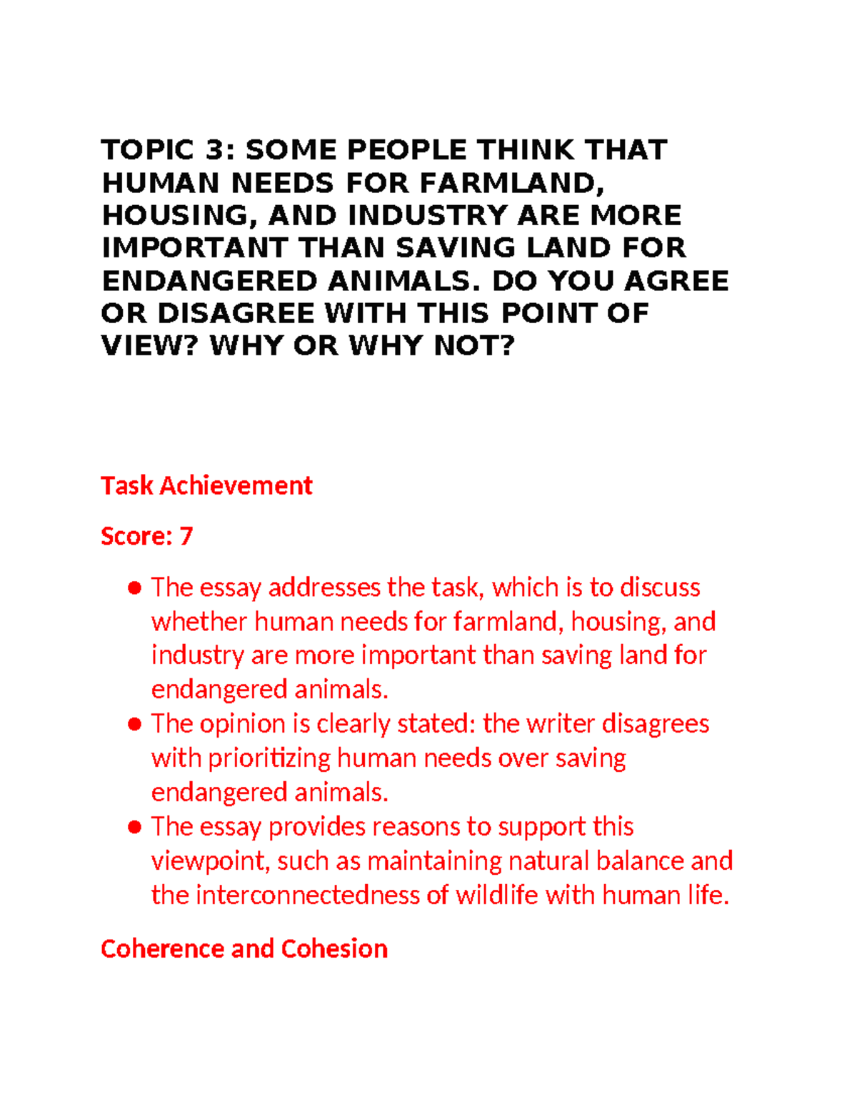 ENG 101: Essay on Human Needs vs. Endangered Animals - Studocu