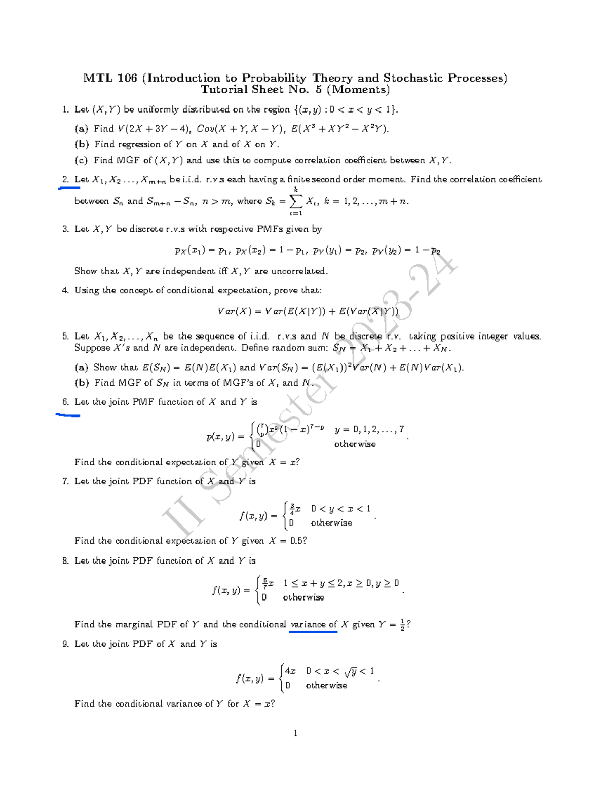 Tutsheet 5new - Tutorials - II Semester 2023- MTL 106 (Introduction to ...
