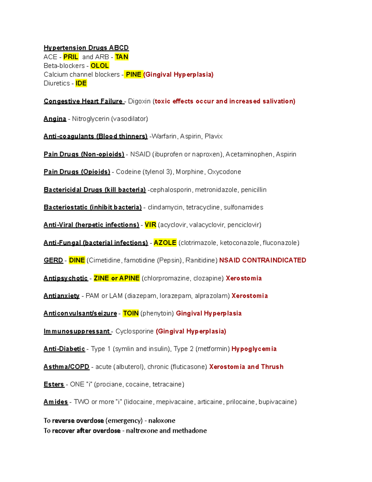 Pharmacology Cheat Sheet for Board Exam: Key Drug Classes and Effects ...