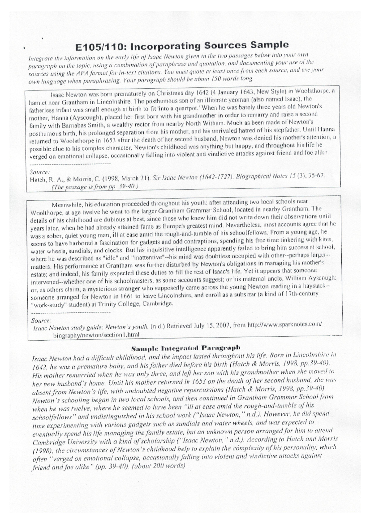 ENG 105 Sample Incorporating Sources - English composition - NSU - Studocu