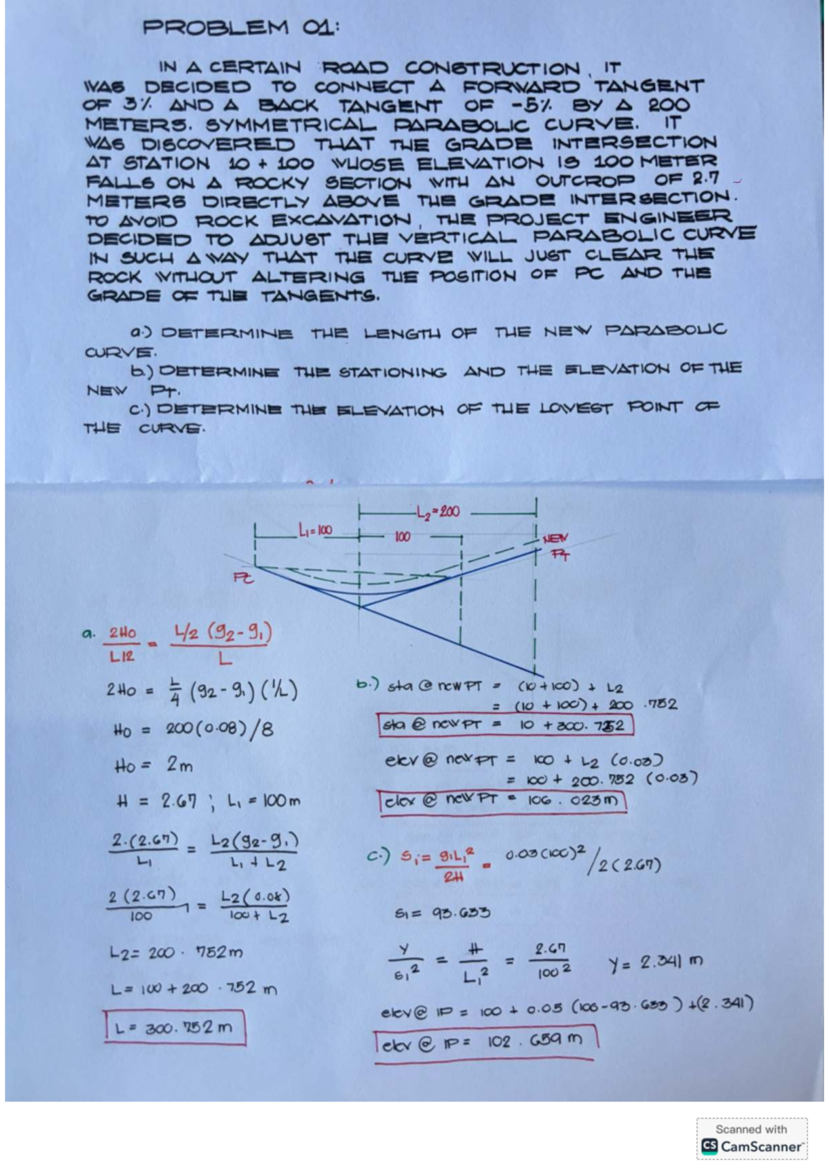 Vertical Curves Analysis for Road Construction Problems (ENG 101) - Studocu