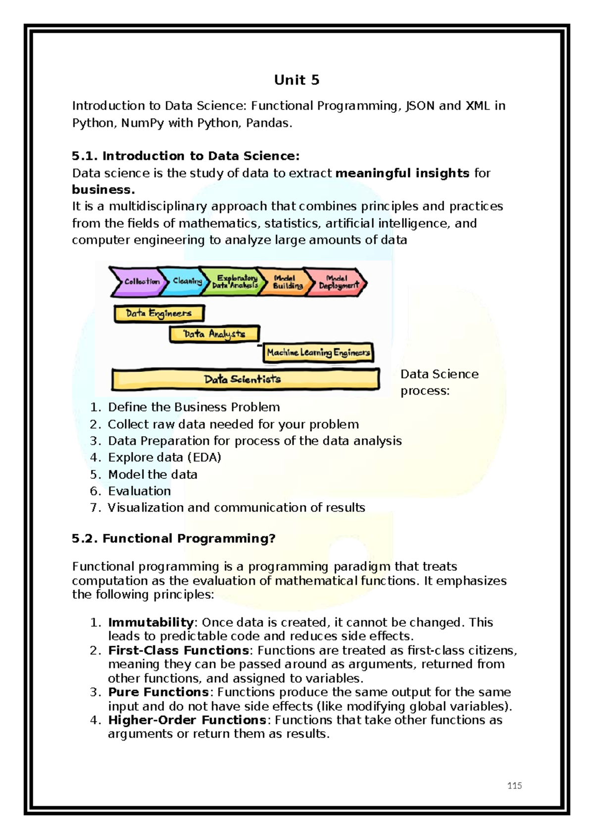 Unit 5: Data Science Overview - Functional Programming, JSON & XML in ...