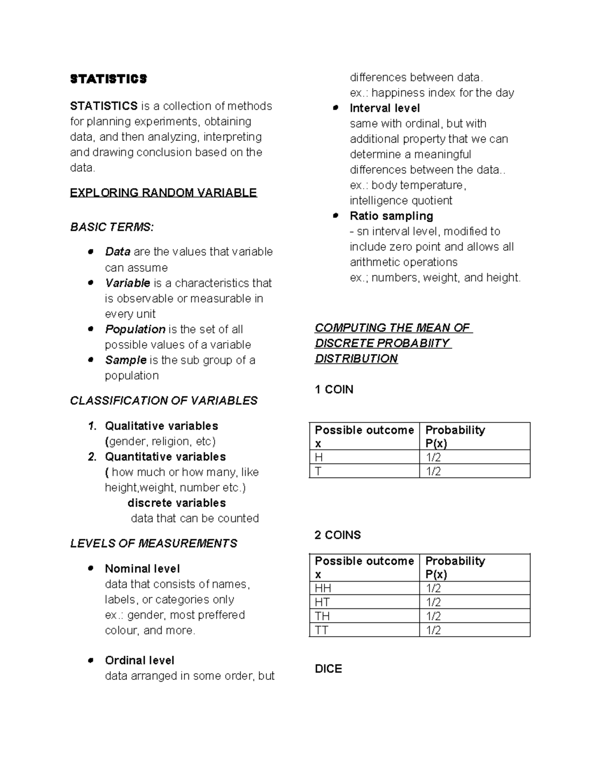 reviewer in stat - STATISTICS STATISTICS is a collection of methods for ...