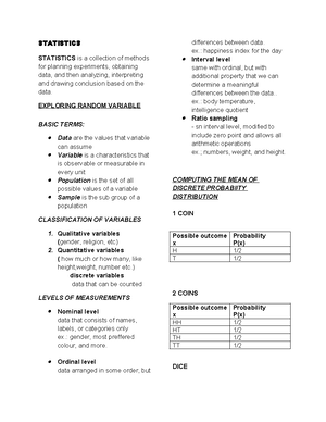 note in statistics - Formula cards 1. GENERAL MATHEMATICS Simple ...