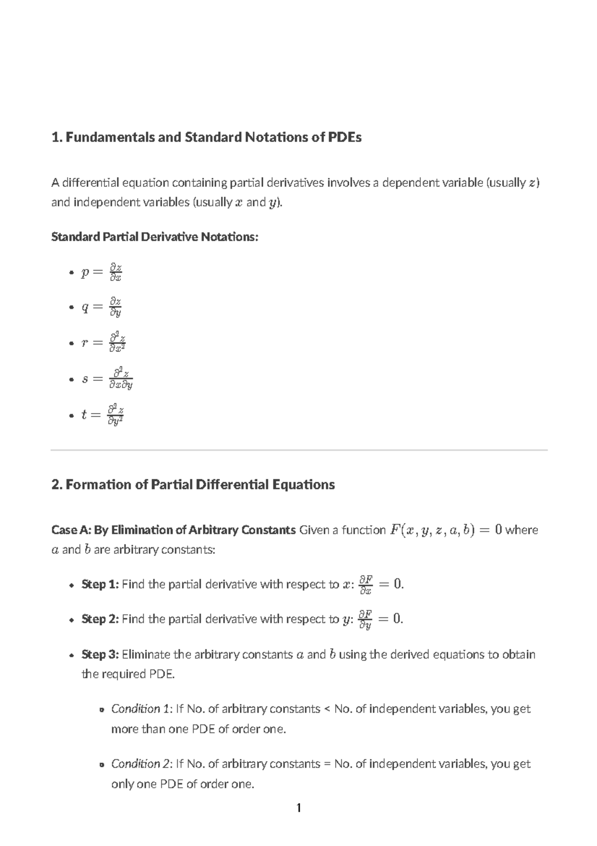 Mathematics 1: Fundamentals of Partial Differential Equations (PDEs ...