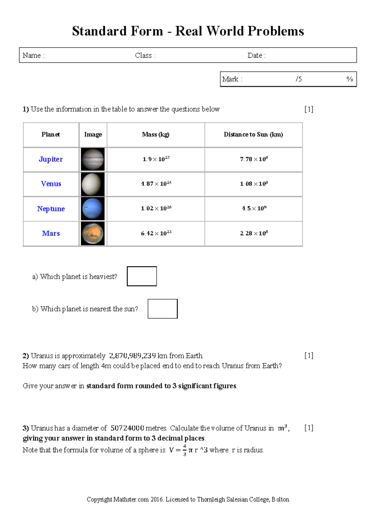 Standard Form Real World Problems - Math 101 - Practice Questions - Studocu
