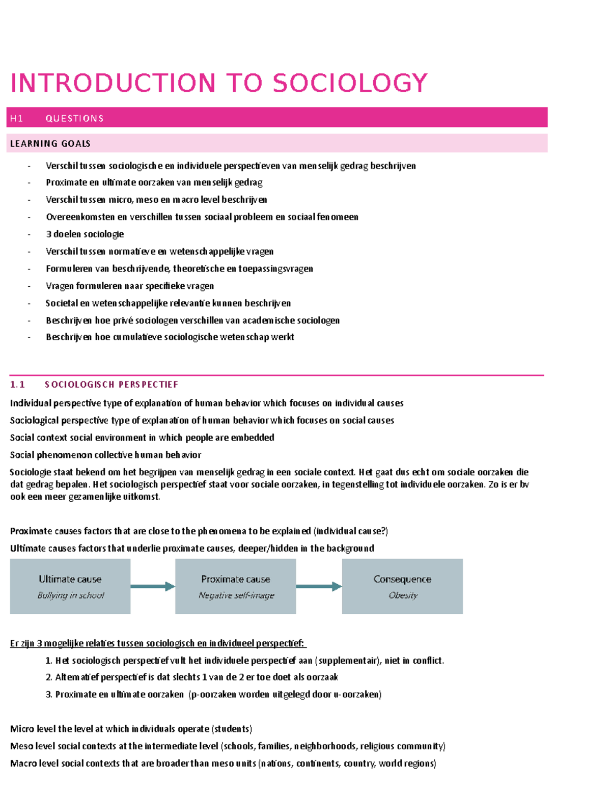 Samenvatting Sociologie tot H11: Kernconcepten en Theoriefundamenten -  Studeersnel