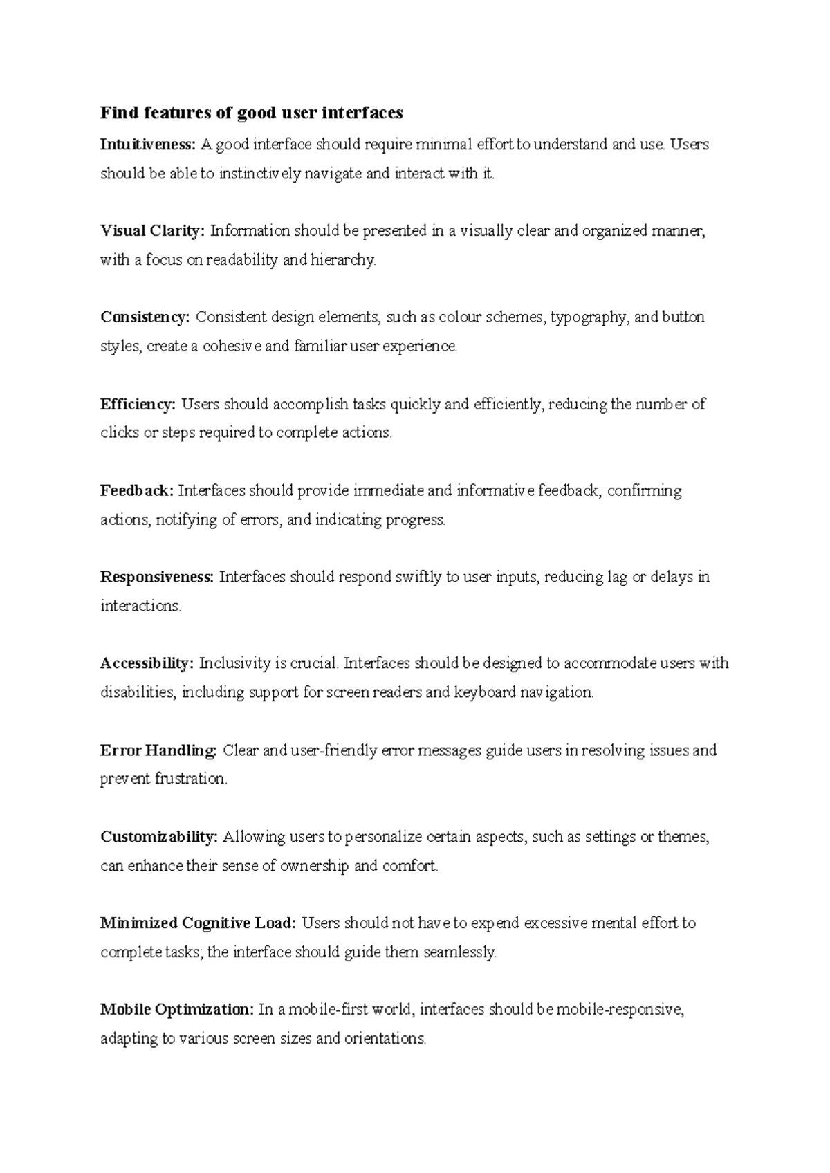 Good User Interface Features: Key Elements for Effective Design - Studocu
