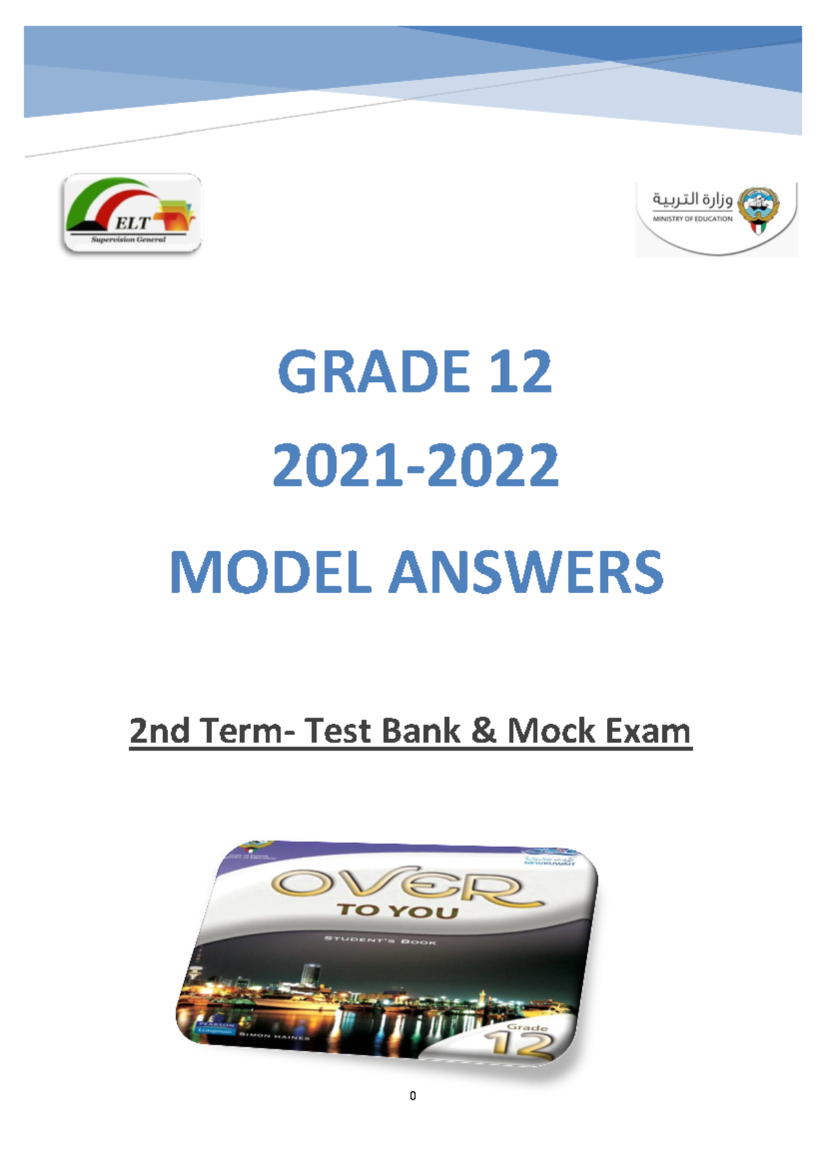 Grade 12 English Model Test Bank: 2nd Term Mock Exam & Answers - Studocu