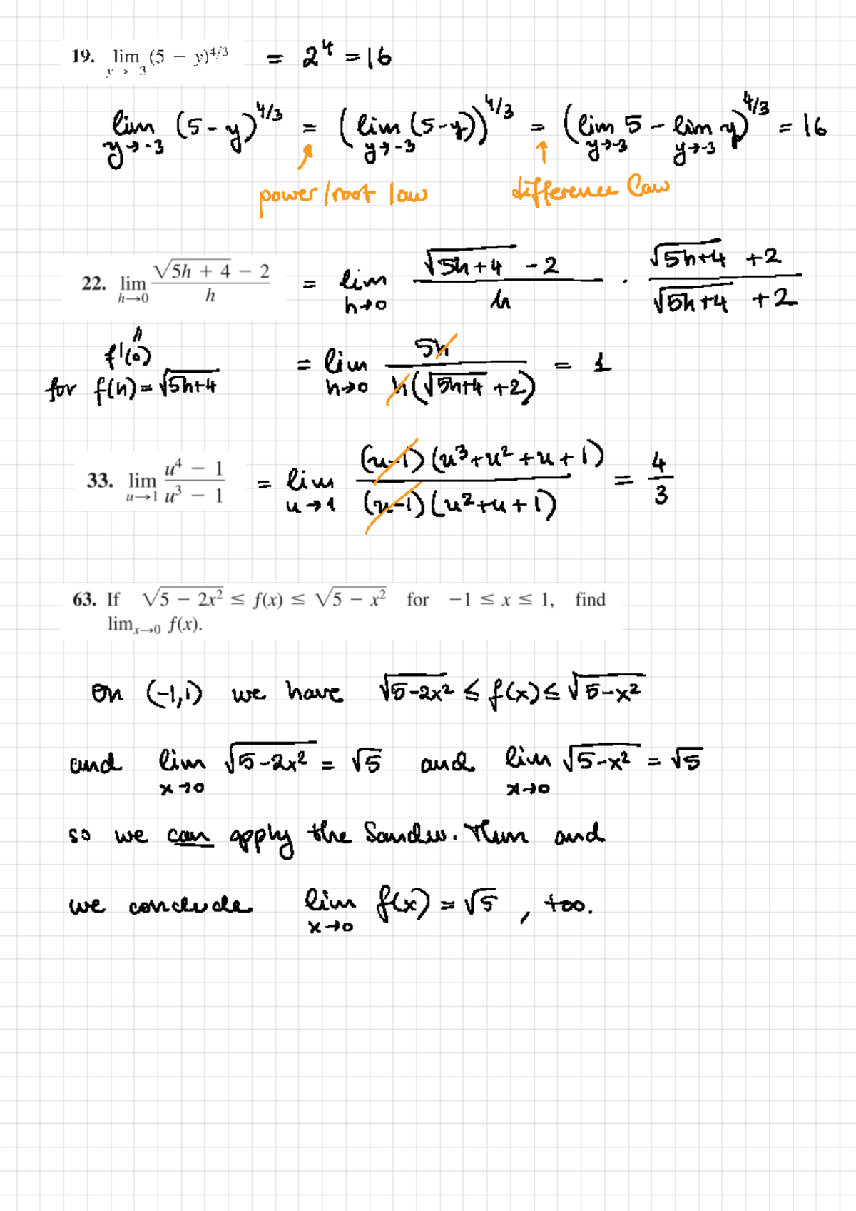 POLS101 JHJKHJKHKHKJHK - 19. lim (5 24 16 lim (lim ( iim 5 lim y) g ...