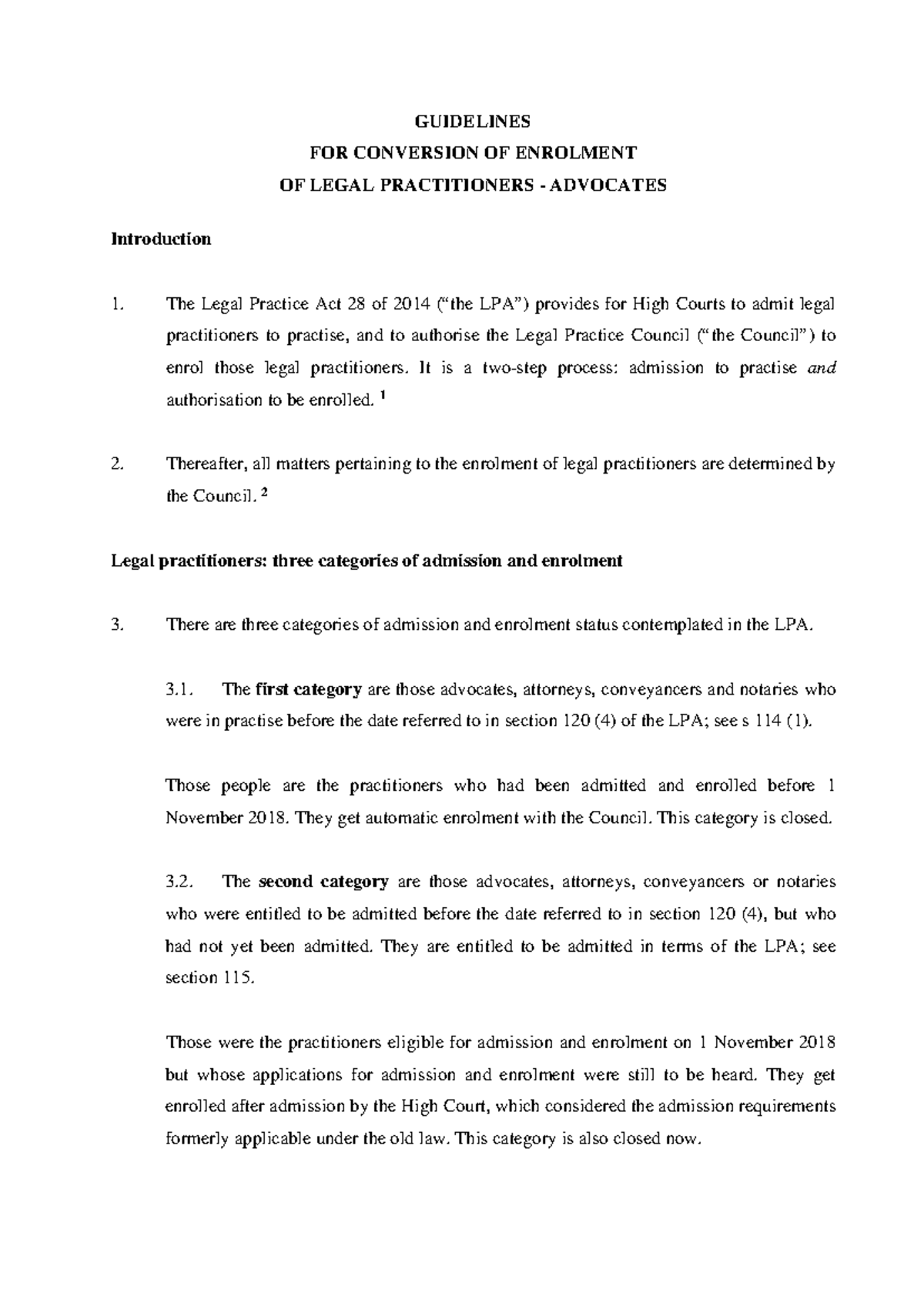 Guidelines for Conversion of Legal Practitioners' Enrolment (LPA) - Studocu