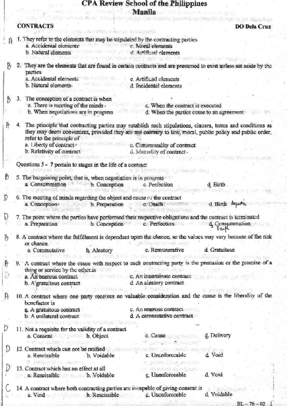 CPAR Contracts Answer Key: Complete Guide for Exam Prep - Studocu