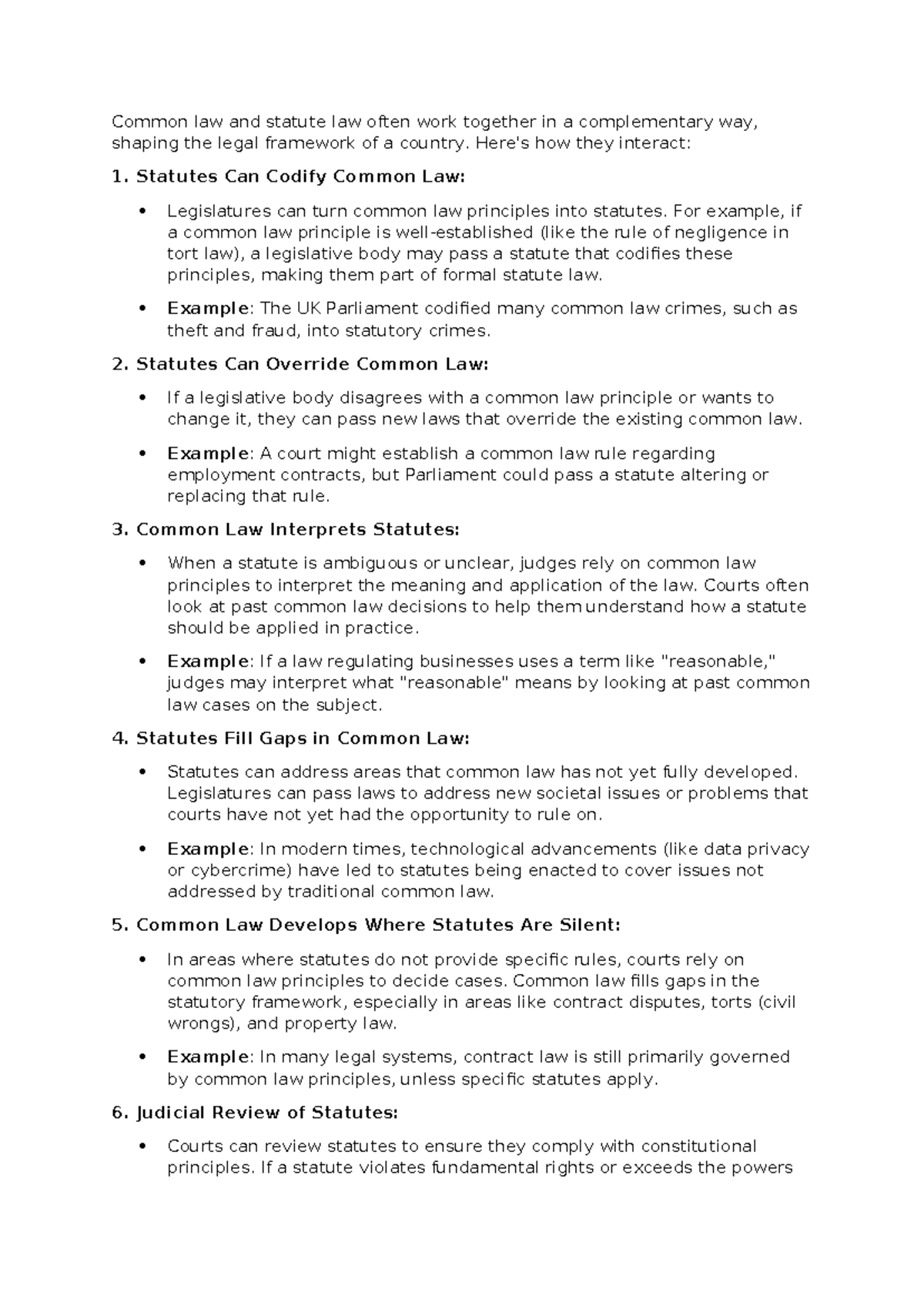 Understanding the Interplay of Common Law & Statute Law in Legal ...