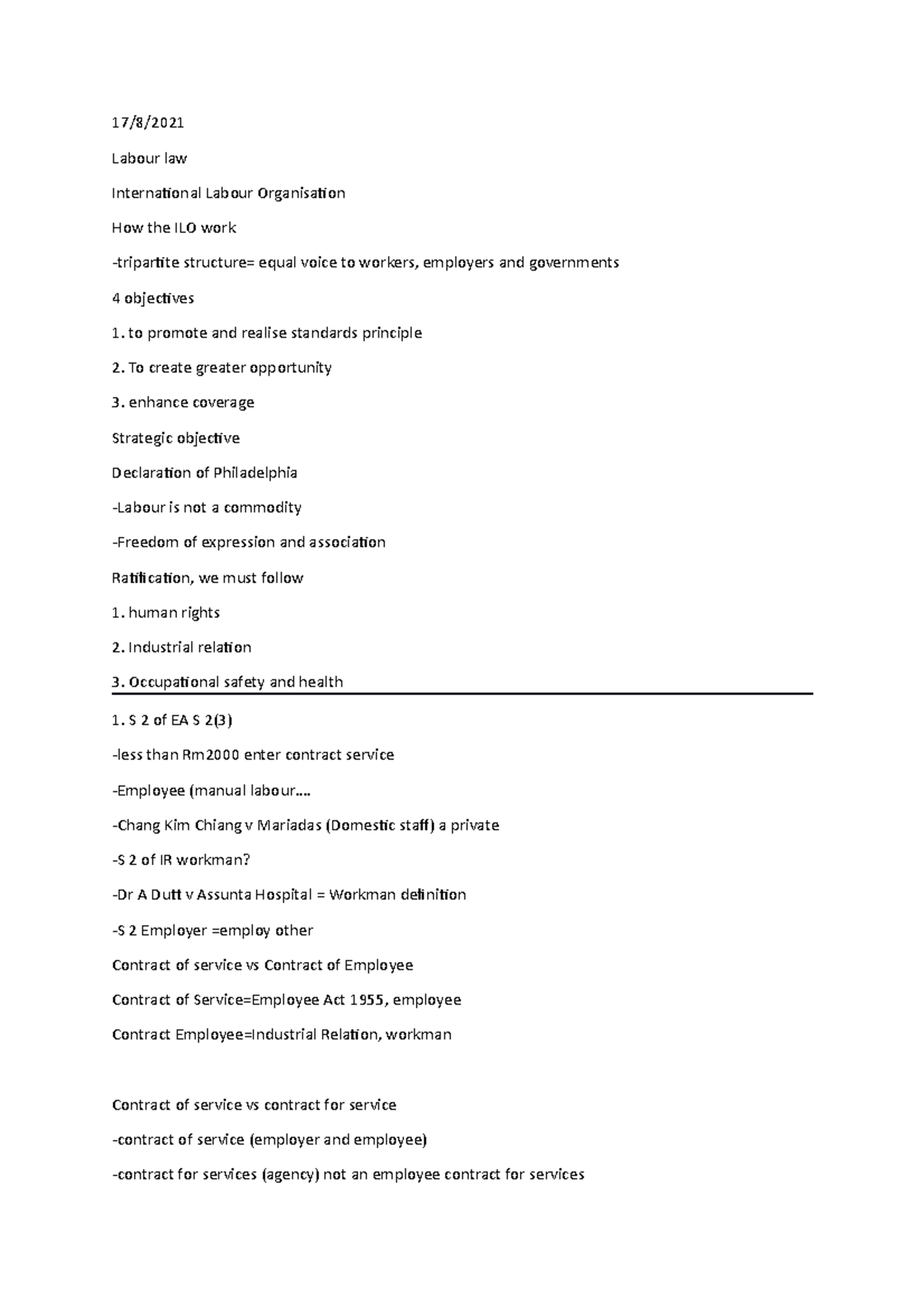lecture notes for labour law student - Employment Law - MMU - Studocu