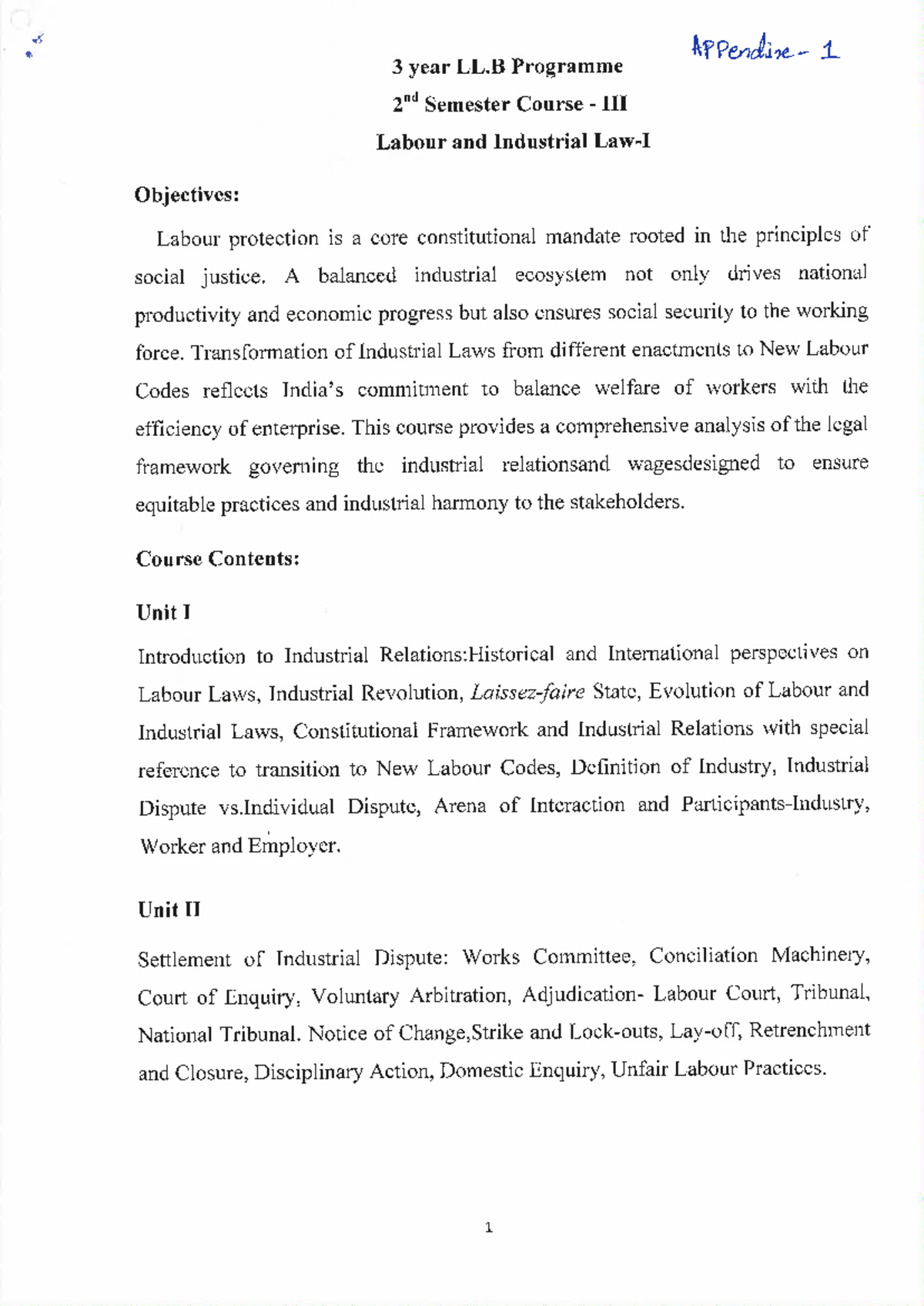 3 Year LL.B Programme: Labour and Industrial Law Syllabus - Studocu