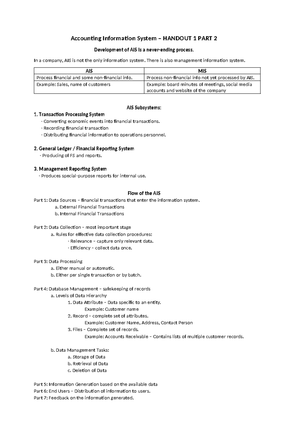 AIS Chapter 1: Development of Accounting Information Systems - Studocu
