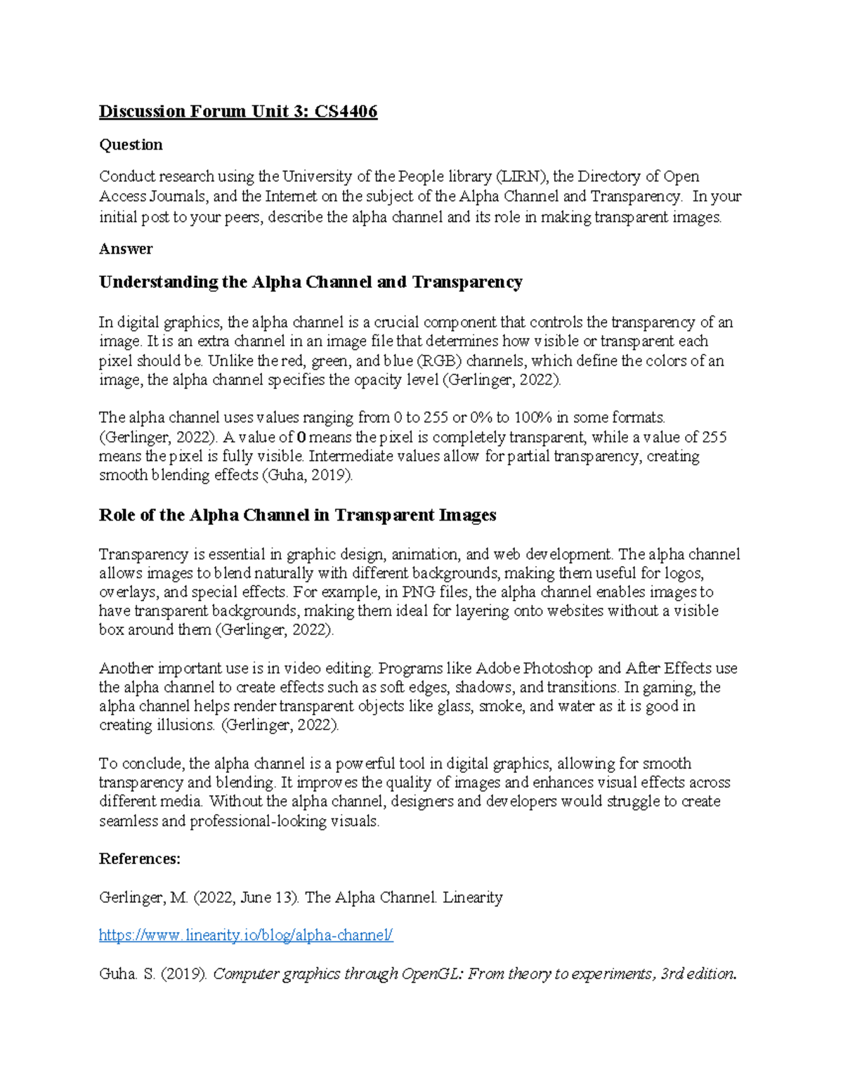 Discussion Forum Unit 3 Computer Graphics - Discussion Forum Unit 3: CS ...