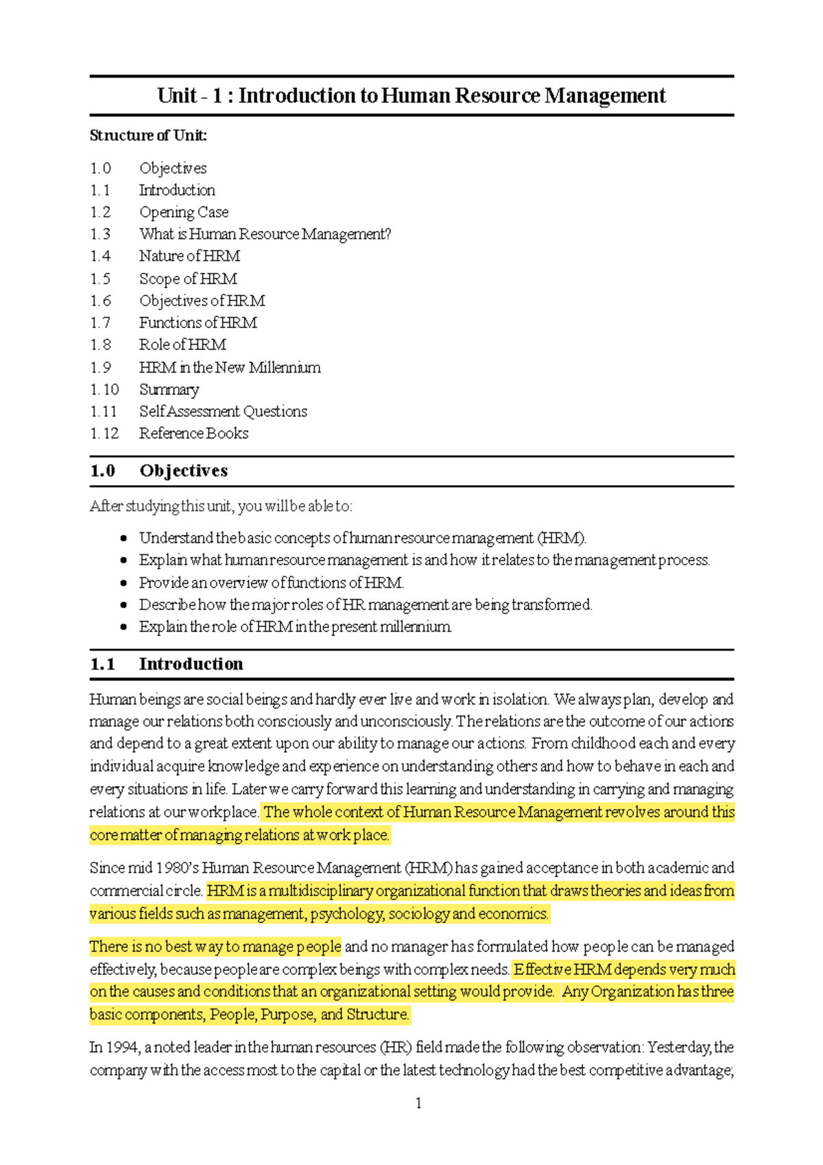 Unit 1: Intro to HRM - Key Concepts and Functions (HRM 101) - Studocu
