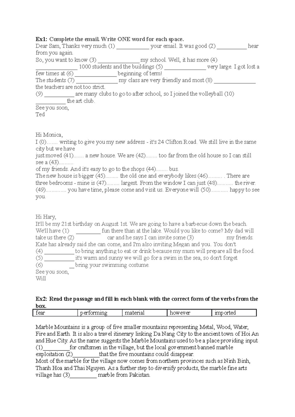 Eng8-6 - Basic Email & Verb Exercises Practice Guide - Studocu