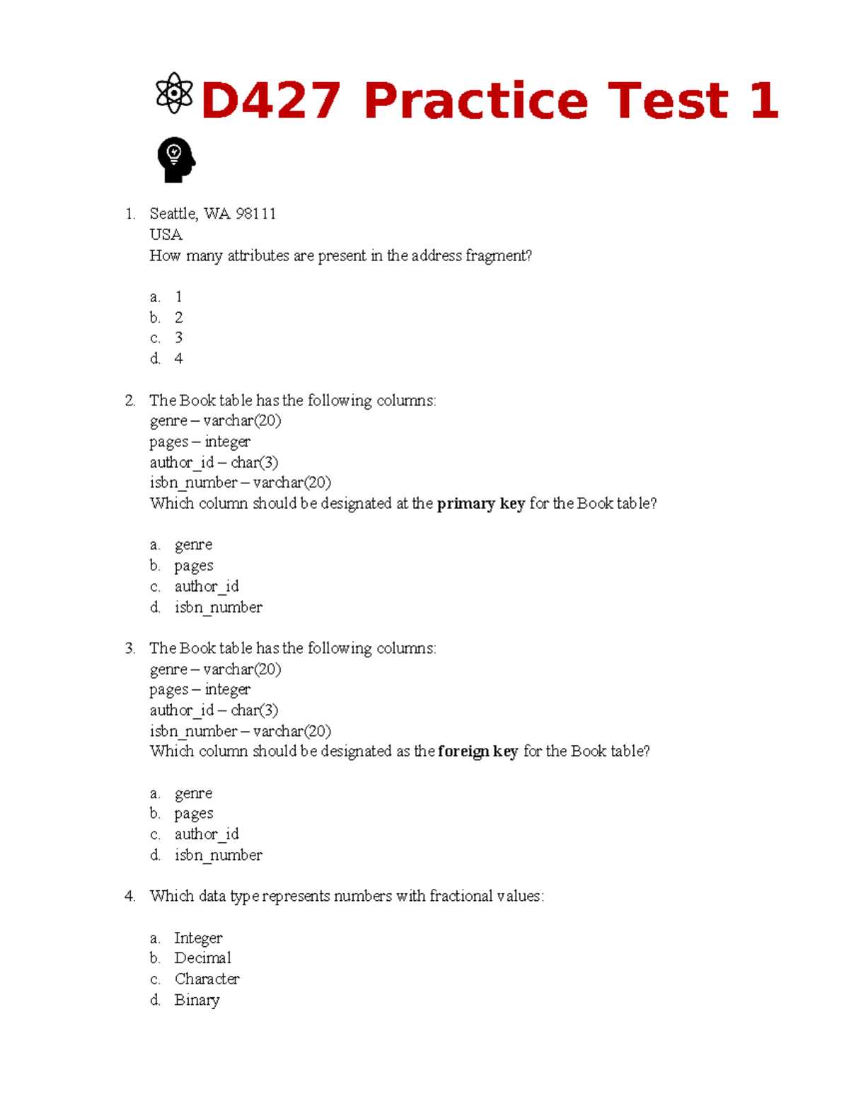 D427 Practice Test 1 with Solutions and Answer Key - Studocu