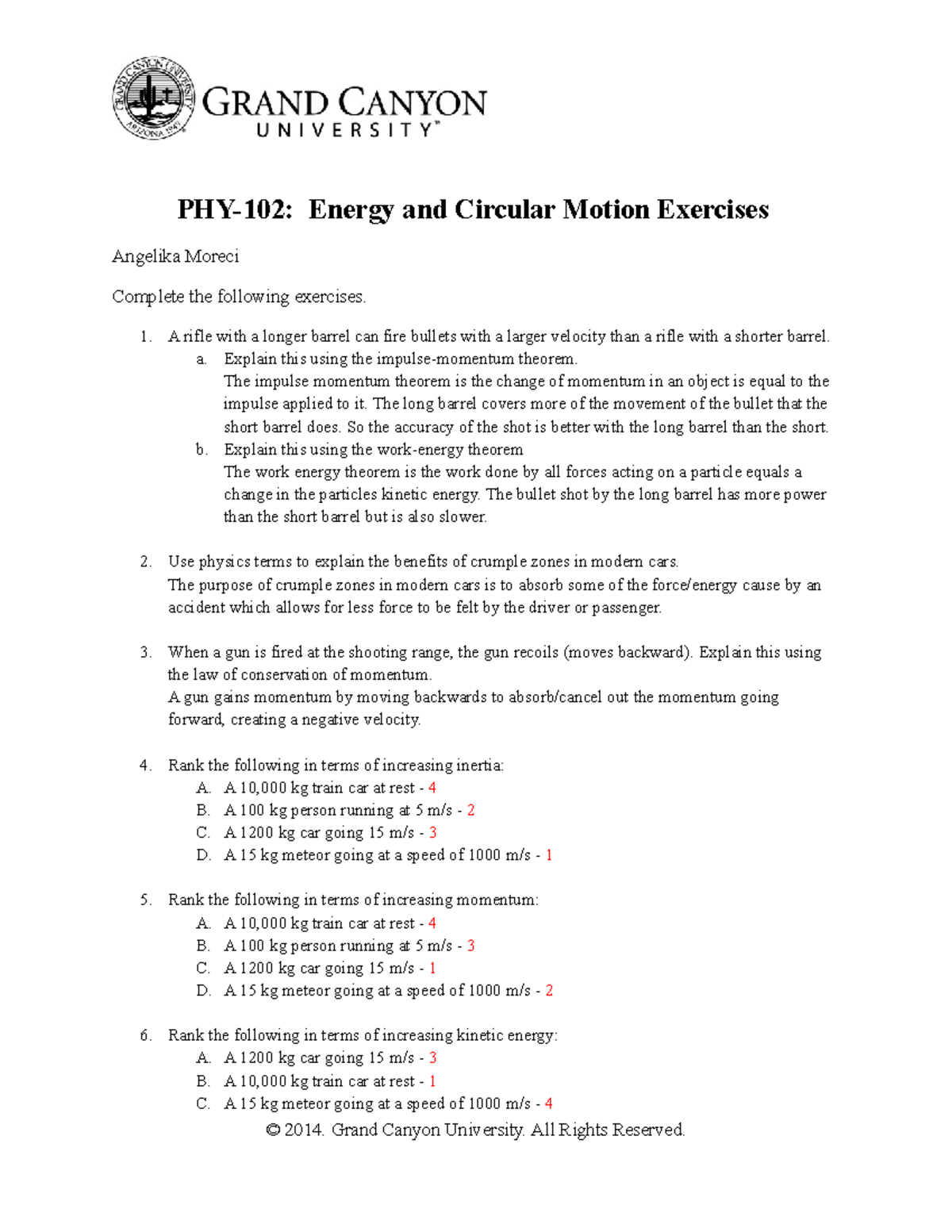 PHY 102 RS Energyand Circular Motion Exercises - Energy and Circular ...