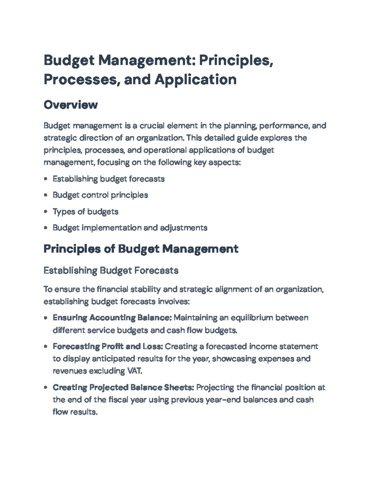 Budget Management: Principles, Processes, and Applications Guide ...