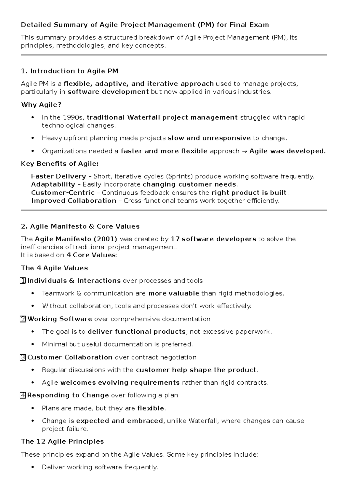 Agile Project Management (PM) Final Exam Study Guide and Summary - Studocu