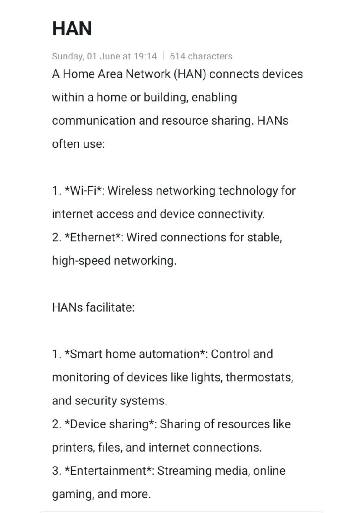 Home Area Network Han Device