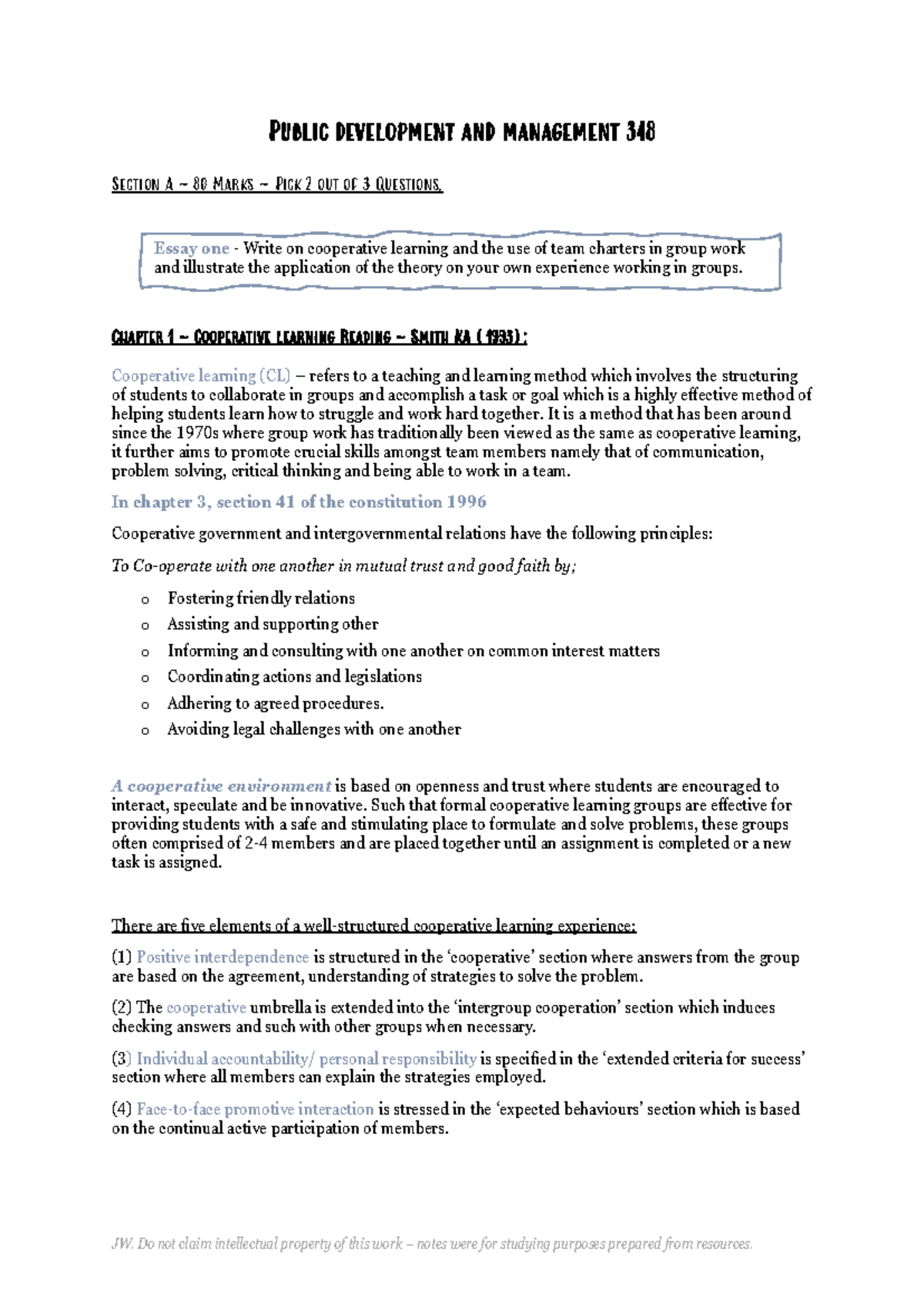 PDM 348 Exam Notes - Public development and management 348 Section A ...