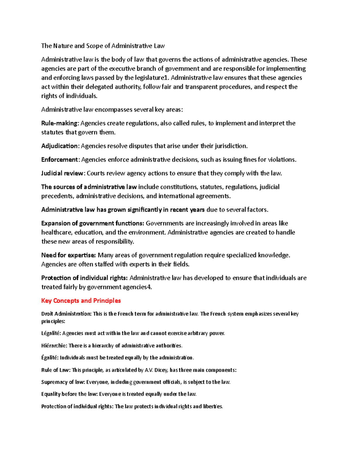 Administrative Law: Key Principles and Concepts Overview - Studocu