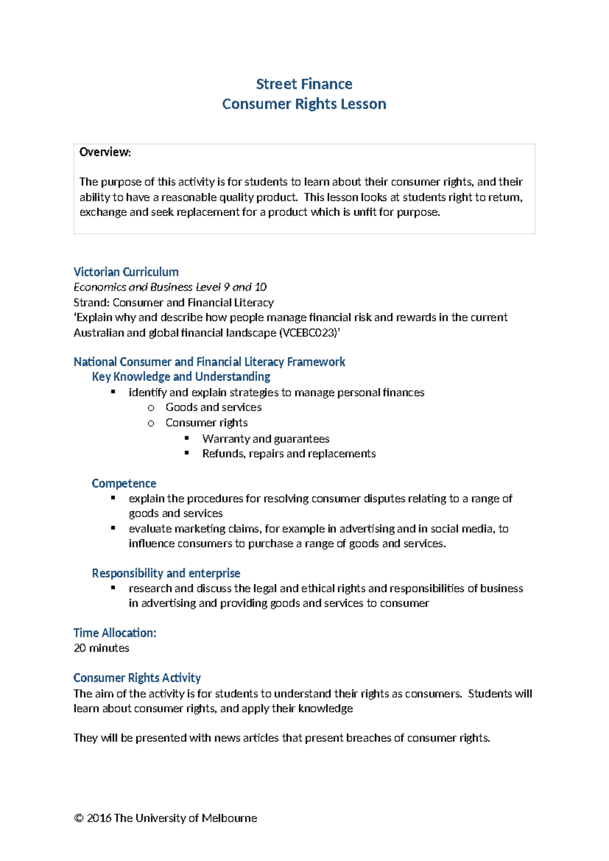 Consumer Rights Lesson Overview: Understanding Your Rights (ECO9-10 ...