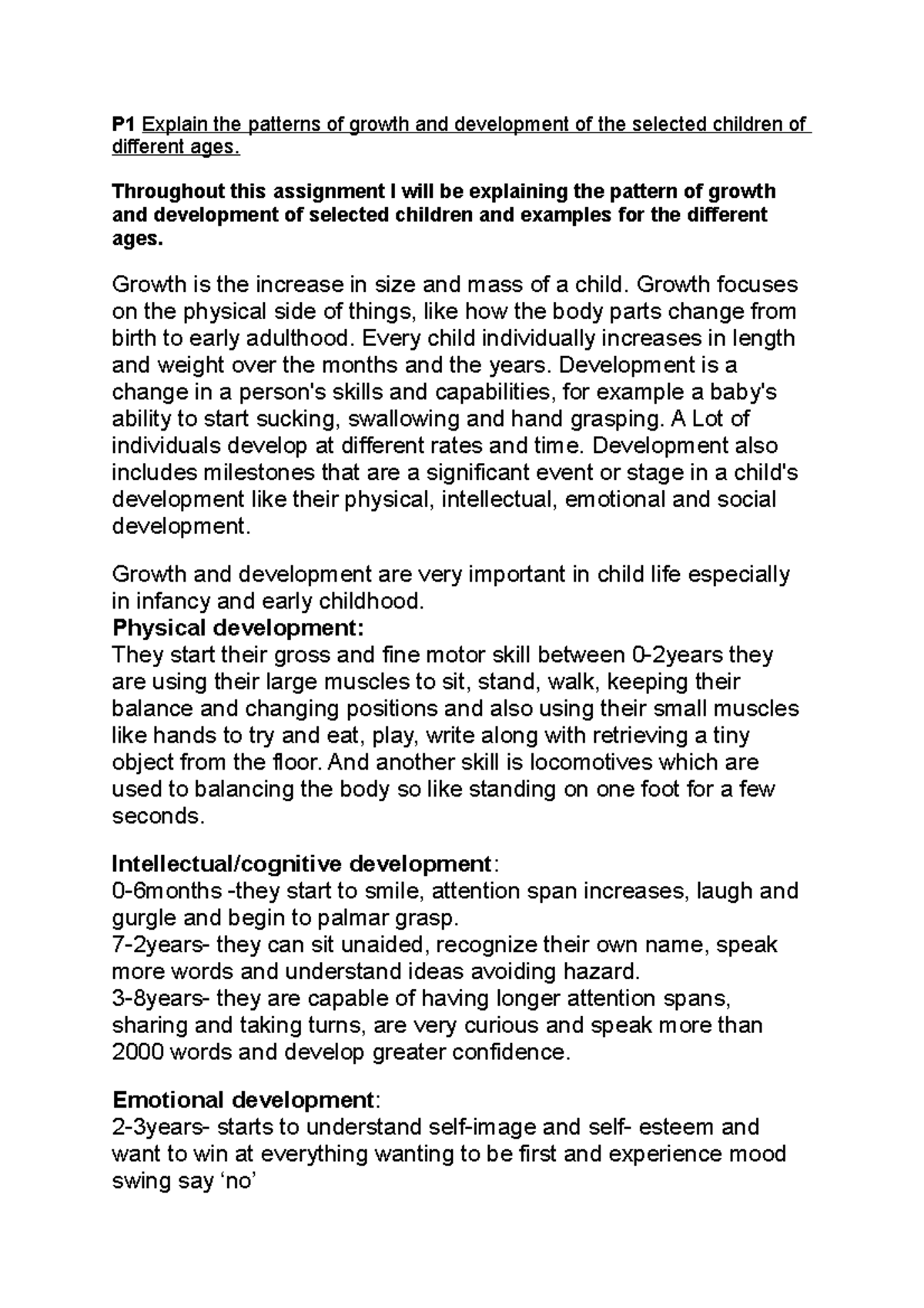 P1 Analysis of Growth and Development Patterns in Children - Studocu