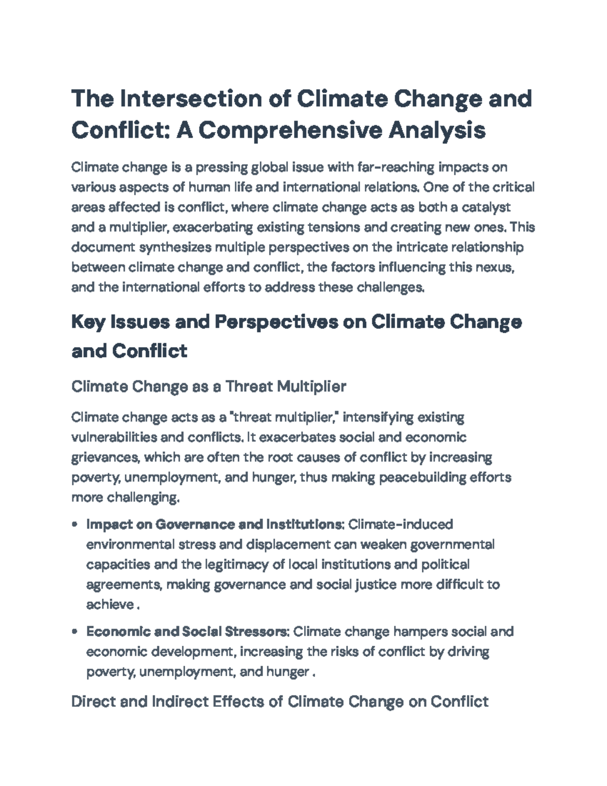 The Intersection of Climate Change and Conflict: Analysis & Impacts ...