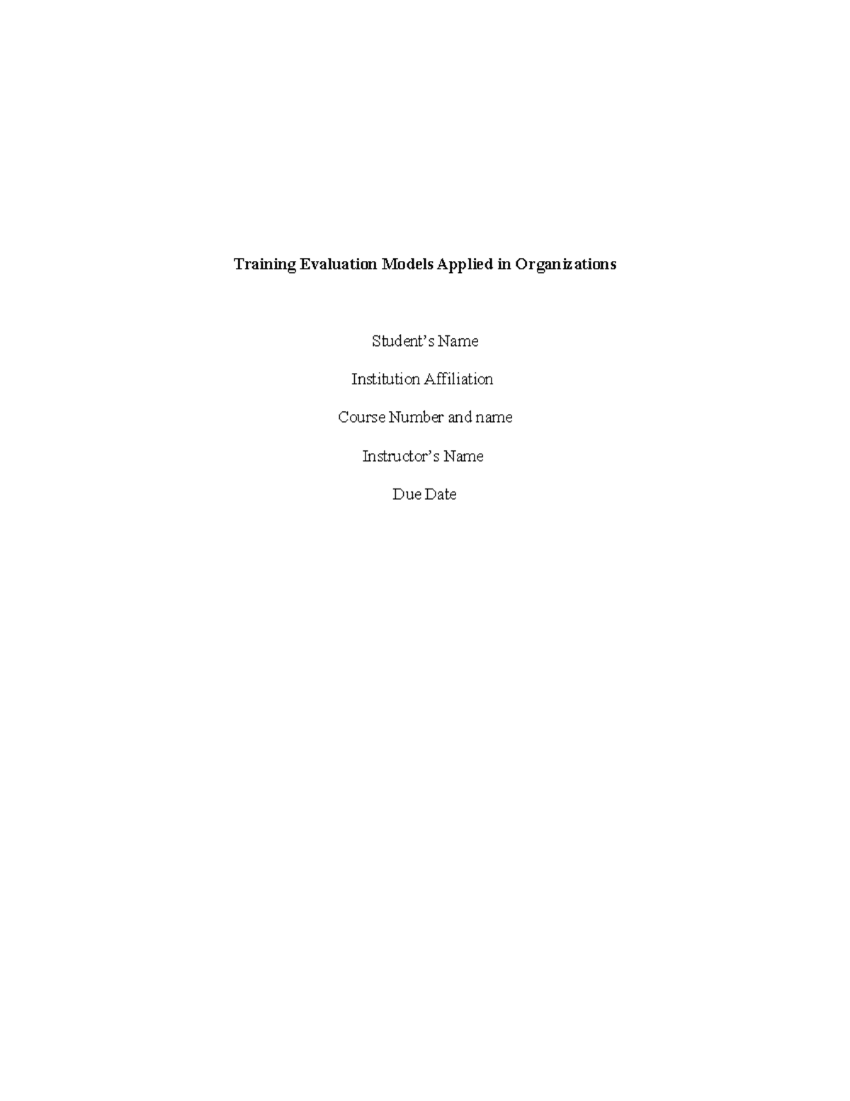 Training Evaluation Models in Organizations: A Comprehensive Overview ...