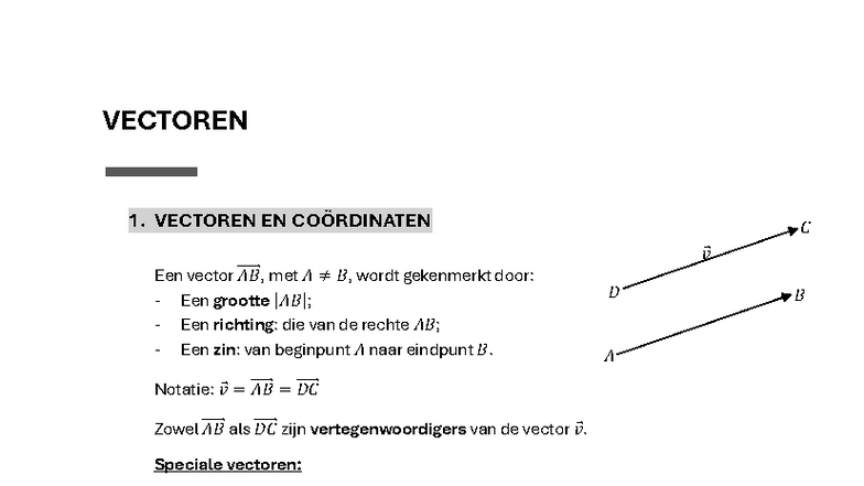 Vectoren en Coördinaten: Uitgebreide Lesnotities 5de Jaar - Studocu