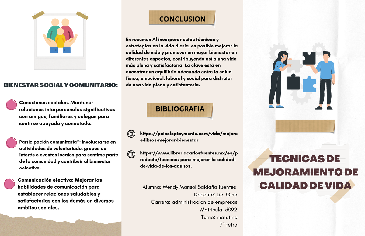 Mejoramiento de la Calidad de Vida - Técnicas y Estrategias - Studocu