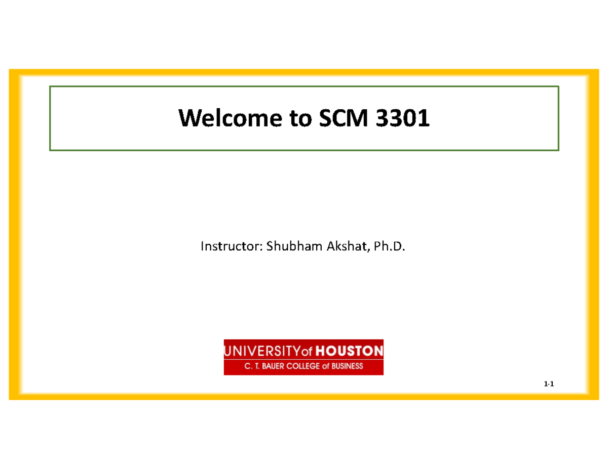 Supply Chain Management Overview: SCM 3301 Course Introduction ...