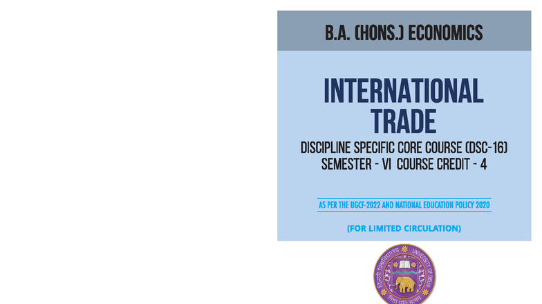 International Trade Syllabus Overview - Jan25 - Studocu