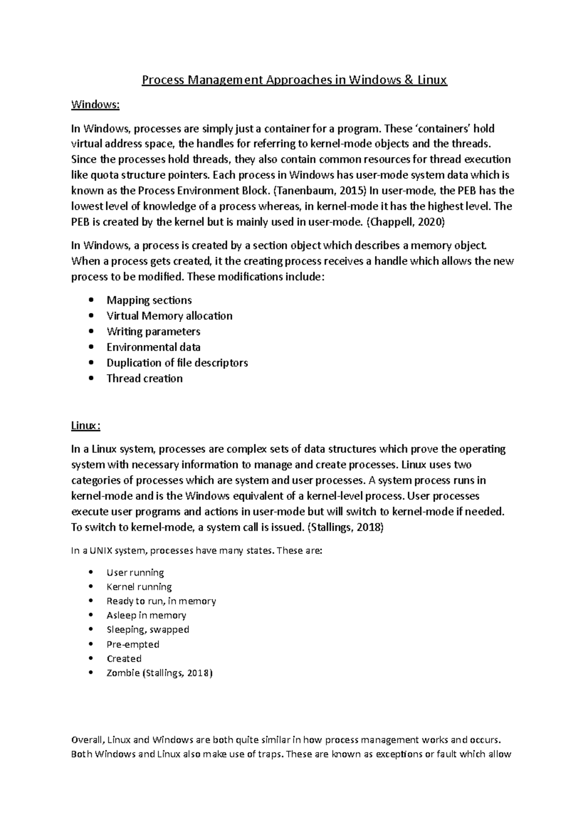 Week 2 - Process Management in Windows & Linux Analyses - Studocu