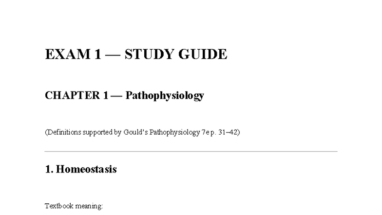 EXAM 1 STUDY GUIDE: Pathophysiology Chapter 1 Notes - Studocu