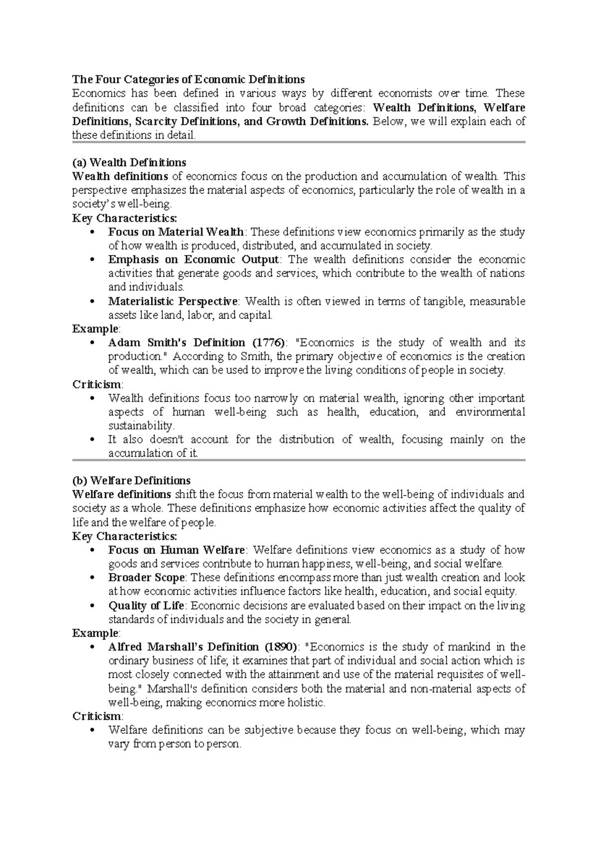 ECON 101: Key Definitions and Importance of Economics in Society - Studocu